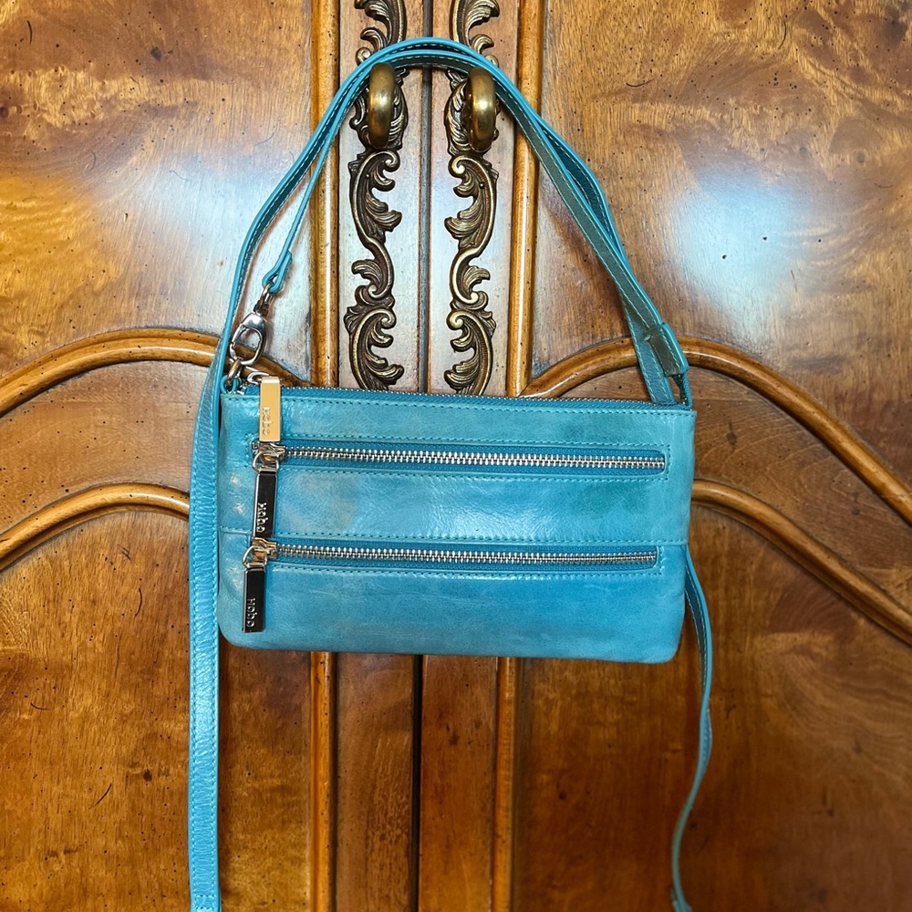 Spotless mini Hobo brand clutch or Crossbody in turquoise